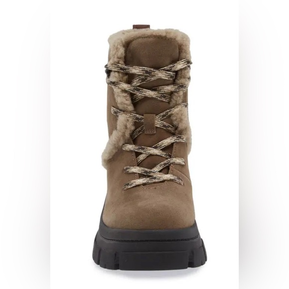 NWT NIB UGG Brooklyn Hiker Suede Sheepskin Platform Boots Hickory Brown Size 8 - Picture 4 of 11